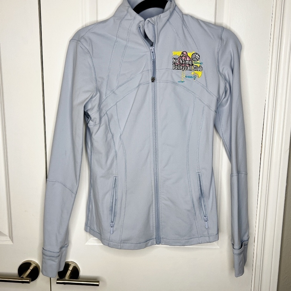 Lululemon Light Blue Define Zip up Jacket Size 8 - embroidered volleyball